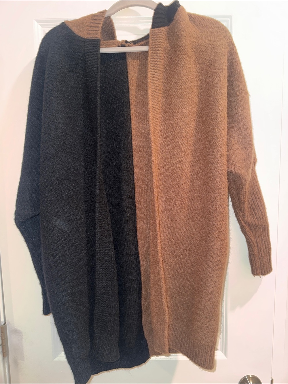 Astylish Color Block Hooded Knit Cardigan Sweater